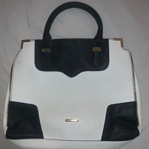 Rebecca Minkoff Black and White Structured Leather Purse